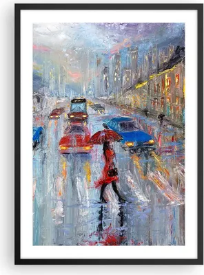 Produktbild von Gerahmtes Poster - Schwarzer Rahmen - Acryl Stadt Regen - 50x70 cm - Wand Bild - Wanddeko - Wandbilder - Kunstposter - Wandposter - Bilderrahmen - Bilder - Kunstdruck - Wandbild - P2BPA50x70-4251