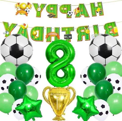 Image de Kit de décoration sur le thème du football pour les enfants de 8 ans, 26 pièces, avec des ballons