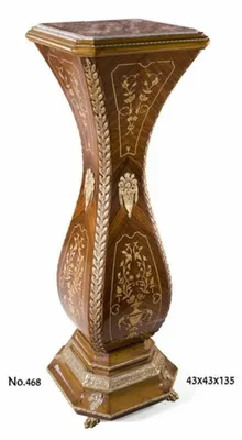 Produktbild von Casa Padrino Barock Säule mit Marmorbesatz in Braun und Gold, 43 x 43 x H. 135 cm