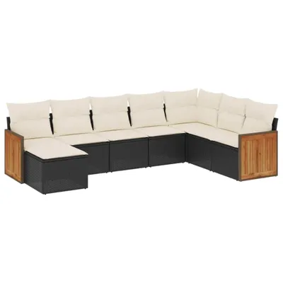 Produktbild von vidaXL 8-tlg. Garten-Sofagarnitur mit Kissen Schwarz Poly Rattan