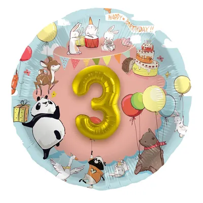 Image de 3D Animal Birthday Folienballon 56cm