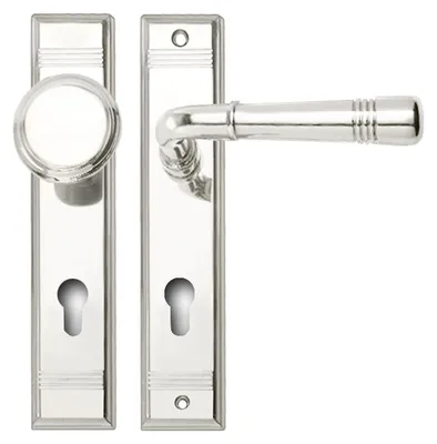 Produktbild von Ghidini Berlin R716 Langschild Wechselgarnitur für Wohnungseingangstür 72 mm Glanzchrom M4