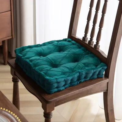 Image de Topchances Coussin d'assise Coussin de chaise 40x40x9cm pour l'intérieur et l'extérieur en 100% coton rembourrage épais Coussin piqué/de sol,Vert foncé