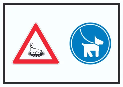Produktbild von Achtung Brutzeit Hund bitte anleinen Symbol Schild A1 (594x841mm)
