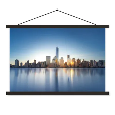Produktbild von MuchoWow® Textilposter New York - Skyline - Spiegelung 120x80 cm mit schwarzem Rahmen - Wanddeko
