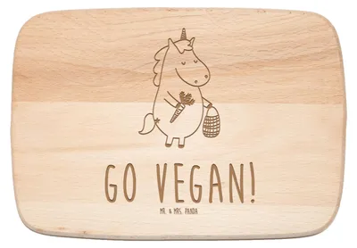 Produktbild von Mr. & Mrs. Panda Schneidebrett Einhorn Vegan - Transparent - Geschenk, Gesund essen, Rohkost, Veganer, jausenbrett, schneidbrett, Unicorn, küchenholzbrett, Veganismus