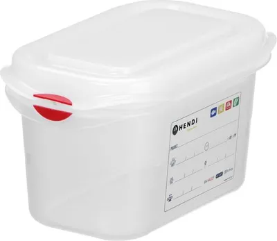 Immagine prodotto di Contenitore GN 1/9 in polipropilene, HENDI, GN 1/9, 0,6L, trasparente, 176x108x(H)65mm