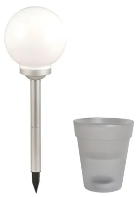 Produktbild von 2er Set LED Solar Steckleuchte und beleuchteter Blumentopf