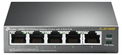 Produktbild von TP-Link TL-SF1005P, Unmanaged, Fast Ethernet (10/100), Vollduplex, Power over Ethernet (PoE)