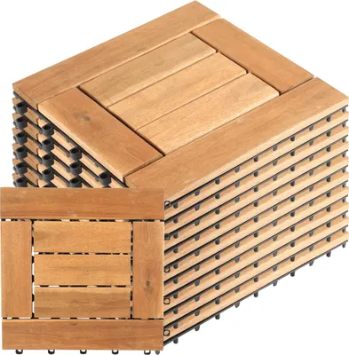 Obrázok produktu pre Jayseuw 77x drevené dlaždice sada dlaždíc 1m² vhodné ako terasové dlaždice a balkónové dlaždice z agátového dreva 30x30 cm pre záhradu terasu balkón