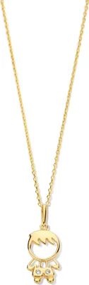 Produktbild von New Bling 9NBG-0659 Gold Halskette mit Anhänger - Junge - 14x8mm - Zirkonia - Ankerglied - 39+3+3cm - 0.87 Dicke - 14 Karat - Gold