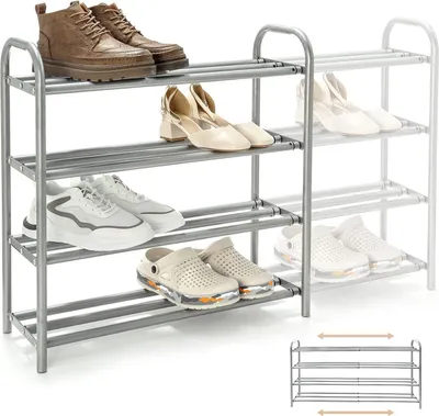Produktbild von Metallischer Schuhrek - robust und langlebiger Schuhständer - 20 Paar - 60-100 x 225 x 615 cm