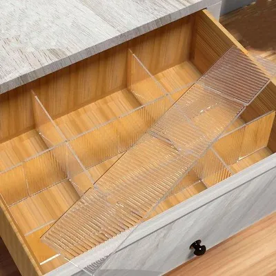 Productafbeelding van Transprente ladeorganisator, 4 stuks, 32 x 7 cm, geschikt voor ondergoed/sokken