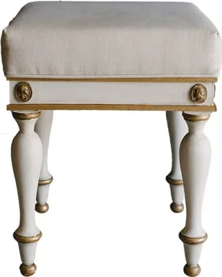 Produktbild von Casa Padrino Luxus Barock Hocker Weiß / Antik Gold 41 x 41 x H. 54 cm - Massivholz Sitzhocker im Barockstil - Barockmöbel