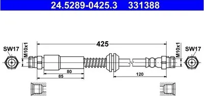 Produktbild von ATE 24.5289-0425.3 Bremsschlauch Hinten für VW Caddy III Kombi (2KB, 2KJ, 2CB, 2CJ) Caddy III Kastenwagen (2KA, 2KH, 2CA, 2CH)