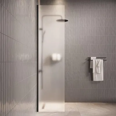 Zdjęcie produktu dla Badplaats Ścianka Prysznicowa Florida 40 x 200 cm - Czarny - Kabina Walk-In 8 mm ze Szkłem Mlecznym