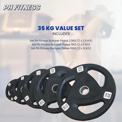 Produktbild von PH Fitness 37,5 kg Tri-Grip Hantelscheiben-Set, 37,5 kg gesamt, 50 mm
