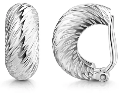 Produktbild von Silberne Ohrclips 925 Silber - große Damen Ohrringe ohne Ohrloch strukturiert SO-26