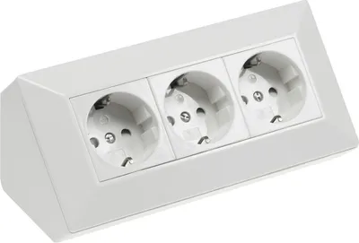 Produktbild von 3-fach Steckdosenblock, weiß 250V/ 16A, Aufbaumontage