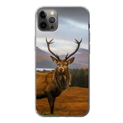 Produktbild von MuchoWow® Handyhülle Schutzhülle Hülle für iPhone 13 Pro Max Hirsche - Berge - Wasser - Landschaft - Tiere - Bäume Silikon Softcase Handy Hülle - Mobiltelefon