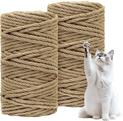 Productafbeelding van Sisal touw, 8 mm, in 2 delen, bruin, 50 meter, geschikt voor kattenkrabpalen