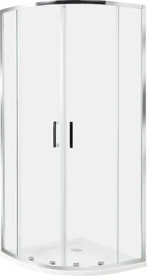 Zdjęcie produktu dla BELIANI Kabina prysznicowa srebrna szkło hartowane aluminium podwójne drzwi półokrągłe 80 x 80 x 185cm nowoczesny design