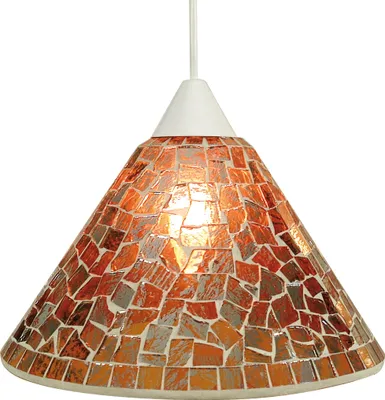 A close-up view of a mosaic pendant lamp.