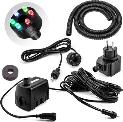 Produktbild von CLGarden Springbrunnenpumpe SP1-S Komplettset mit Beleuchtung RGB Farbwechsel, 12 Volt Trafo, Schlauch, Schaumstoffdichtung für Zierbrunnen Wasserspiel