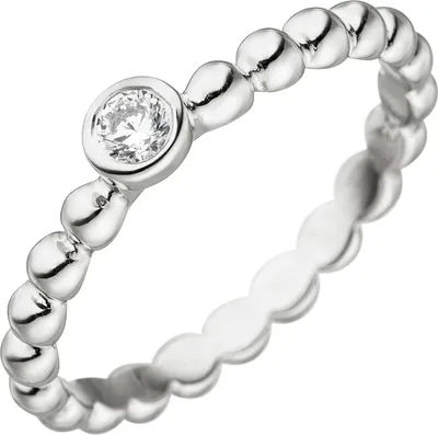 Produktbild von Gr. 50 Damen Ring Kugel 925 Sterling Silber 1 Zirkonia Kugelring Silberring