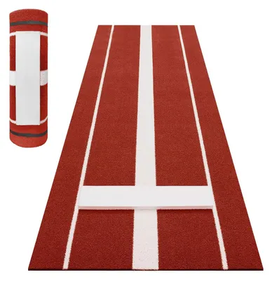 Produktbild von Softball Pitchingmatte - Baseball/Softball Schlag- & Wurfmatte - 305 x 91 cm - Rutschfest - Dicker Kunstrasen - EVA-Basis - Innen/Außen - Rot