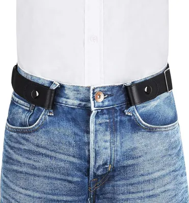 Produktbild von Unsichtbarer Stretchgürtel ohne Schnalle, elastischer Gürtel für Damen und Herren, 90 x 2.5 cm, schwarzer Hosengürtel mit Metallversteller für Jeans und Hosen