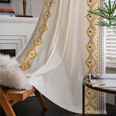 Produktbild von Azomor® Stilvolle Bohemian Vorhangset aus Baumwolle und Leinen für jeden Raum 130 x 160 cm