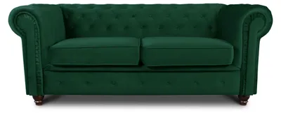 Produktbild von Sofa Chesterfield Asti 2-Sitzer, Couchgarnitur 2-er, Sofagarnitur, Couch mit Holzfüße, Polstersofa - Glamour Design, Velours (Dunkelgrün (Velvet 78))