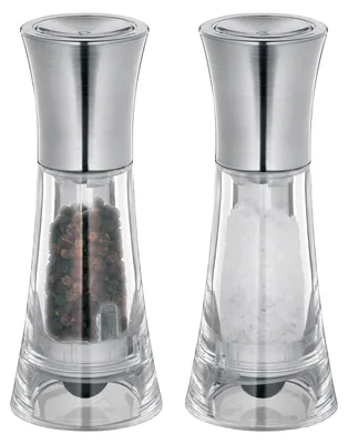 Mühlenset Acryl gebürstet Edelstahl 13 cm silber