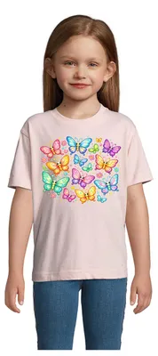 Produktbild von T-Shirt für Kinder mit buntem Schmetterling Print aus Baumwolle
