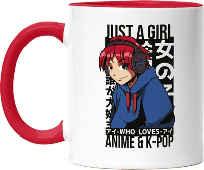 Produktbild von Just A Girl Who Loves Anime And K-Pop Tasse Rot Otaku Baka Manga Fans Geschenkidee