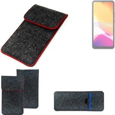 Produktbild von K-S-Trade Handy Schutz Hülle kompatibel mit Cubot Note 21 Schutzhülle Handyhülle Filztasche Pouch Tasche Case Sleeve Filzhülle dunkelgrau roter