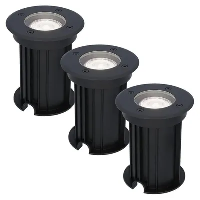 Image de HOFTRONIC - Spot LED au sol 3x4W GU10 345lm 6500K Dimmable IP67 Noir