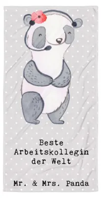 Produktbild von Mr. & Mrs. Panda Strandtuch Panda Beste Arbeitskollegin der Welt - Grau Pastell - Geschenk, Frotteehandtuch, Strandlaken, Abschiedsgeschenk, Handtuch, Beruf, Badelaken