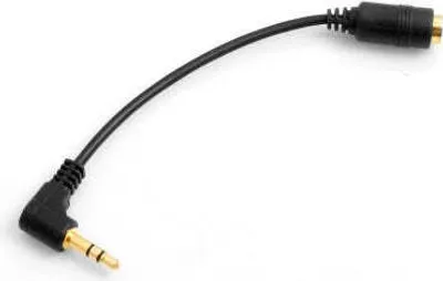 Produktbild von SYSTEM-S Adapterkabel 3.5mm Klinke AUX Stereo Winkel Stecker (male) auf 3.5mm Klinke AUX Stereo Buchse 3 Polig (female)
