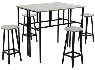 Immagine prodotto di Set 2 Tavoli Alti 100x40x90 cm e 4 Sgabelli Grigio