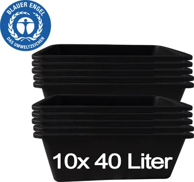 Produktbild von 10 Stk. 40 Liter Mörtelkasten Tuppe Mörtelwanne Zementkübel Maurerwanne Pflanzkasten