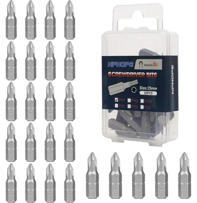 Produktbild von PH1 Bits Phillips 25mm 25 Stück Chrom-Vanadium-Stahl 1/4 Zoll Sechskant