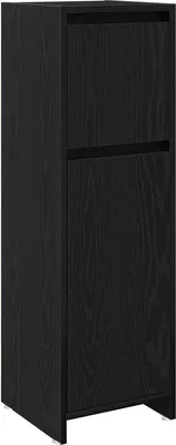 Image de vidaXL Armoire de salle de bain avec porte noire imitation chêne 30 x 30 x 95 cm