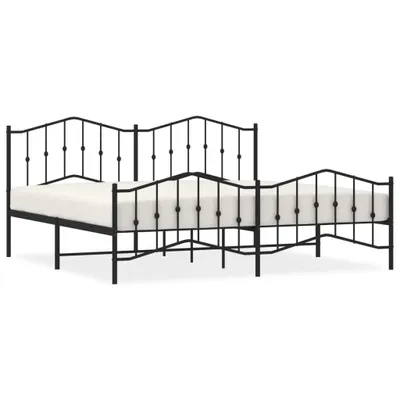Zdjęcie produktu dla vidaXL Rama łóżka z wezgłowiem i podnóżkiem metalowa czarna 193x203 cm