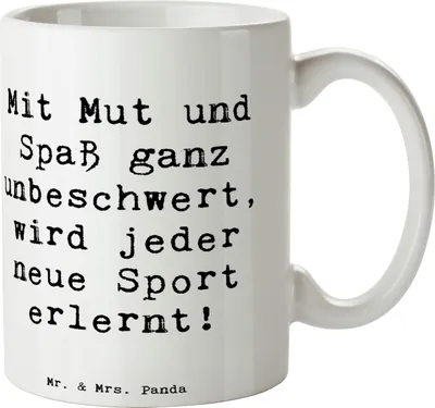 Produktbild von Mr. & Mrs. Panda Pott Spruch Neue Sportart versuchen - Weiß - Geschenk, Abenteuer, Kaffeetasse, Herausforderungen, Teepott, Kaffeebecher, Trost, Vertrauem, neuer Sport