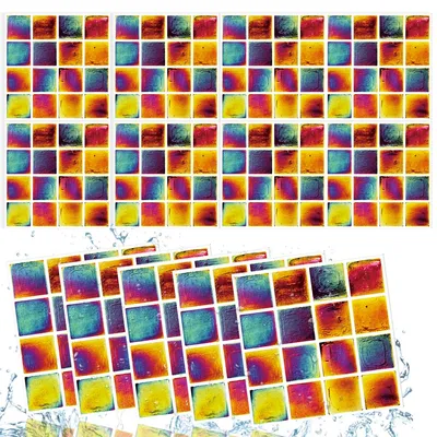 Produktbild von Selbstklebende Mosaikfolie 10x10cm 20 Blatt Wasserfest Hitzebeständig für Bad und Küche Fliesenaufkleber Rückwand PVC Renovierung ohne Bohren