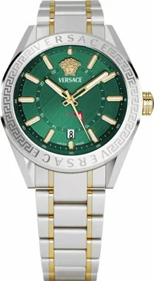 Immagine prodotto di Versace VEAFA0524 V-Code GMT verde argento oro acciaio inossidabile orologio da uomo NUOVO