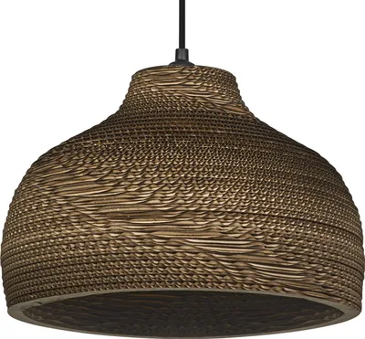 Produktbild von OSRAM Pendelleuchte Decor Cardboard Hat braun aus Wellpappe, leicht, E27, 360 mm Durchmesser, Leuchtenschirm aus recyceltem Material, nachhaltig durch austauschbare Lichtquelle, einfache Montage