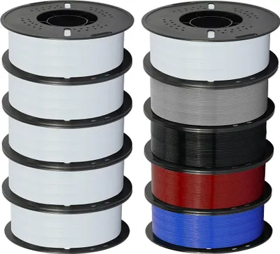 Produktbild von KINGROON PETG 3D-Drucker-Filament 10kg 1,75mm Weiß + Multicolor, hohe Festigkeit, einfach zu drucken, blasenfrei, präzise & umweltfreundlich